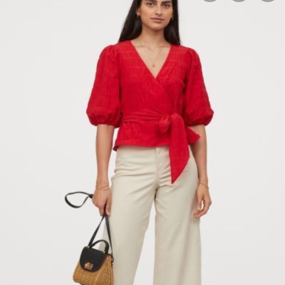 H&M Red Bubble 3/4 Sleeve Size 14